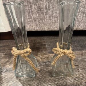 Glass Vase Set with Twine Accent